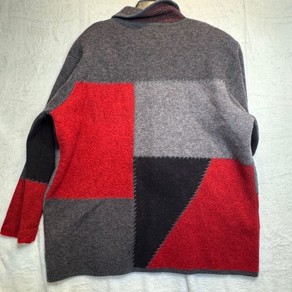 Elisabeth by Liz Claiborne Jacket Womens Size 2X Colorblock Red Gray 100% Wool - Picture 8 of 8